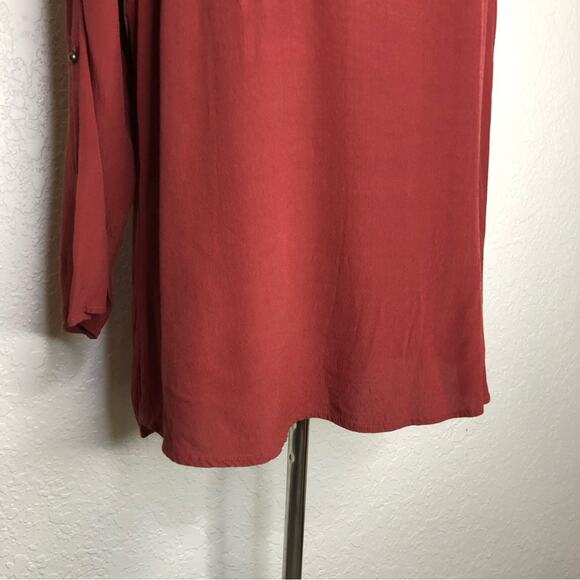 Soft Surroundings rust rose dark pink roll tab sleeve top size Extra Large XL - Picture 3 of 13